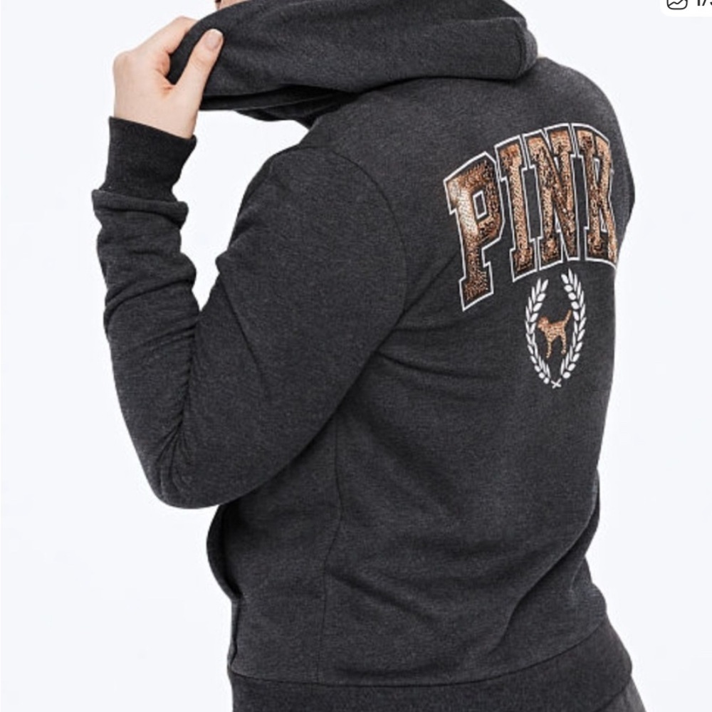 Bling PINK Victoria's Secret Charcoal Hoodie